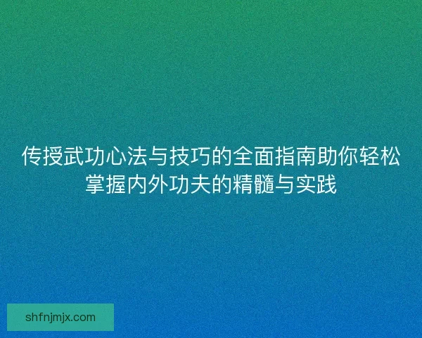 传授武功心法与技巧的全面指南助你轻松掌握内外功夫的精髓与实践