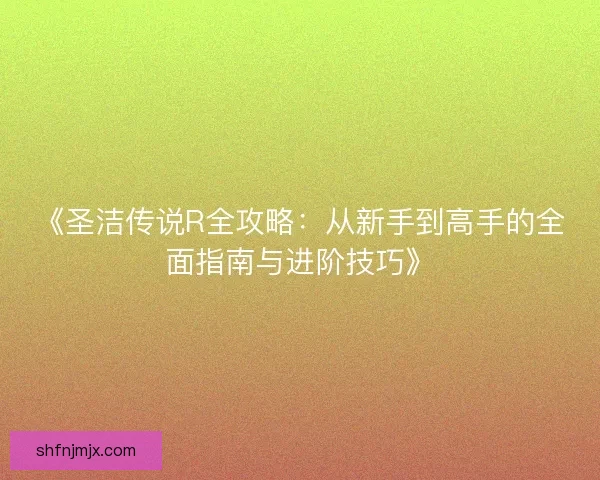 《圣洁传说R全攻略：从新手到高手的全面指南与进阶技巧》