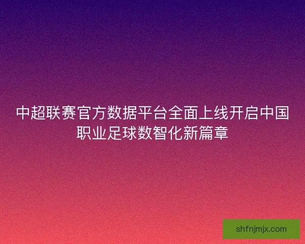 中超联赛官方数据平台全面上线开启中国职业足球数智化新篇章